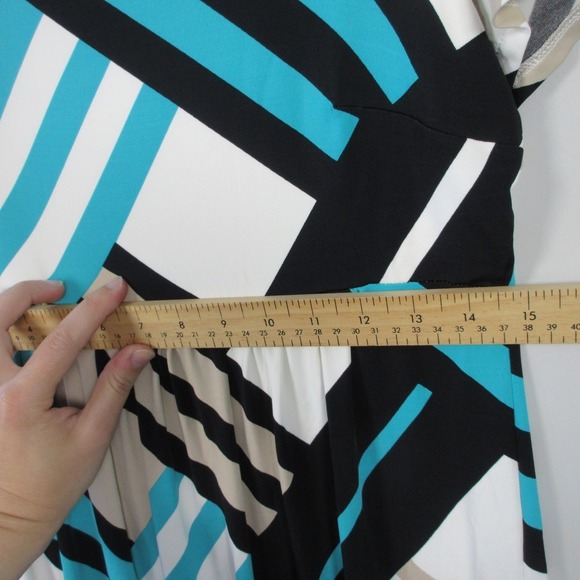 1 ONE Geometric Print Dress 44 Blue A-Line Viscose Mini Italy Casual Y2k 306 - Picture 5 of 10